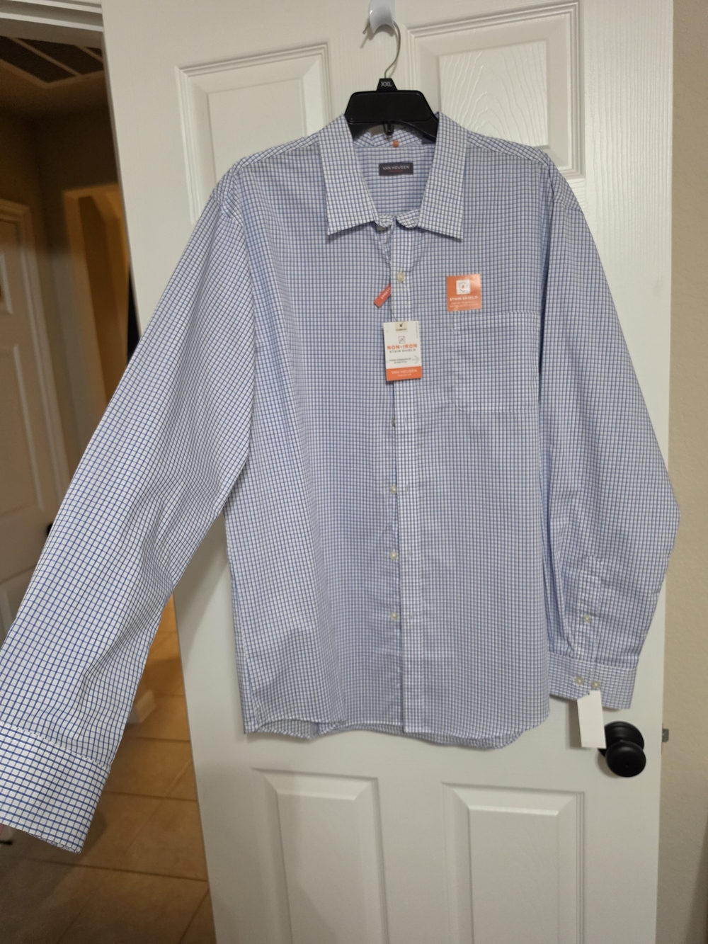 Van Heusen Tall Men’s Blue Micro-Check Dress Shirt